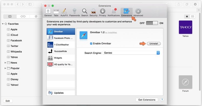 Come rimuovere browser hijacker da Safari 2