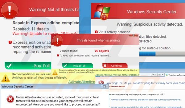 Attentive Antivirus genera falsi messaggi di sicurezza