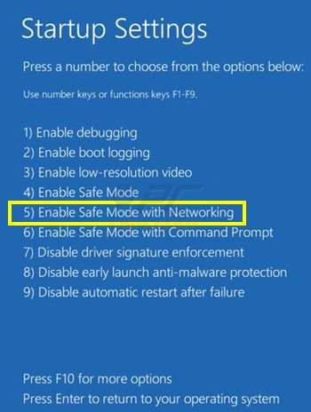 Windows 8 Modalità provvisoria con rete