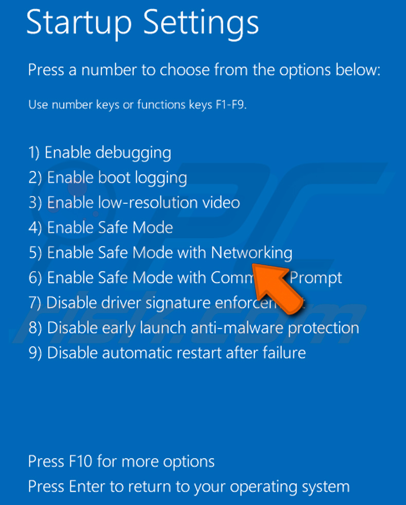 Eseguire Windows 10 in modalità provvisoria con rete