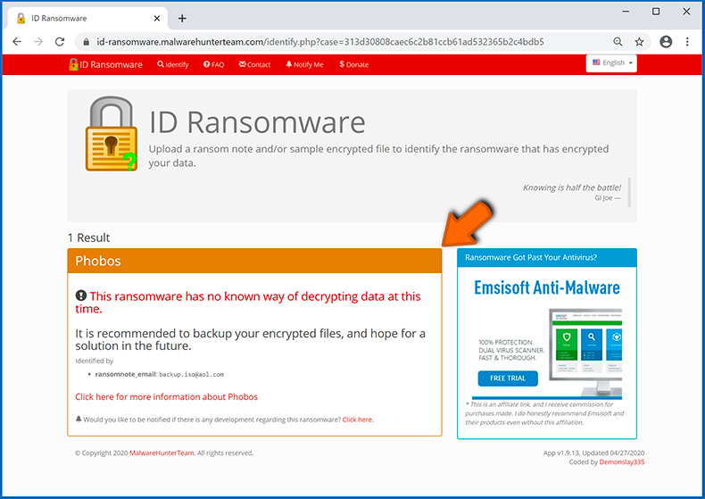 Identificare l'infezione di tipo ransomware (passaggio 5)
