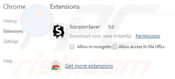 Scorpion Saver rimozione dalle estensioni di Google Chrome  step 2
