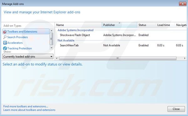 websearch.searchbomb.info rimozione dalle estensioni di Internet Explorer