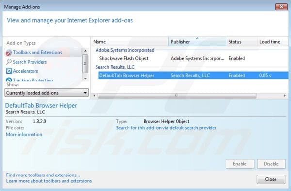 Rimuovere default tab virus dalle estensioni di Internet Explorer