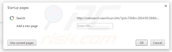 Rimuovere websearch.searchsun.info dalla Google Chrome homepage