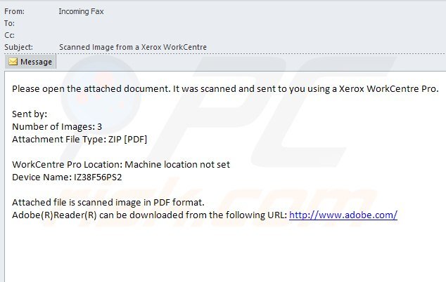messaggio email infetto usato da ransomware 