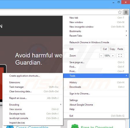 Rimuovere Browser Guardian ads da Google Chrome step 1