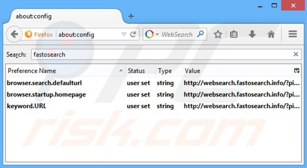 il tuo dominio preferito, che aprirà ogni volta che si avvia Mozilla Firefox.  Cambiare il motore di ricerca predefinito websearch.fastosearch.info da Mozilla Firefox 