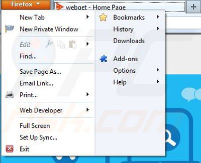 Rimuovere webget ads da Mozilla Firefox step 1