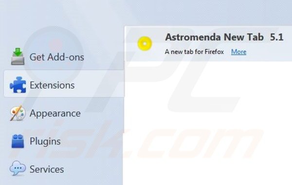 Rimuovere Astromenda.com redirect da Mozilla Firefox step 1