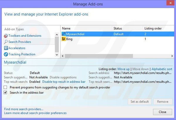 Rimuovere Astromenda browser hijacker da Internet Explorer step 3