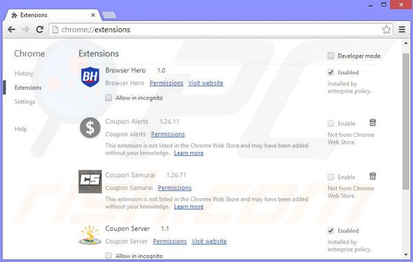 Rimuovere Browser Champion ads da Google Chrome step 2