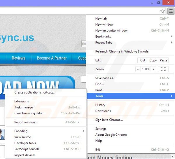Rimuovere BrowserSync ads da Google Chrome step 1