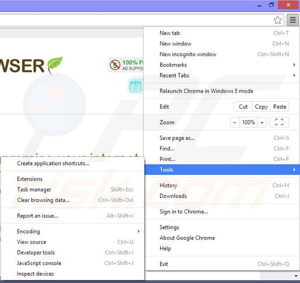 Rimuovere Clean Browser da  Google Chrome step 1