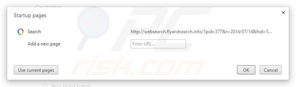 Rimuovere websearch.flyandsearch.info dalla Google Chrome homepage