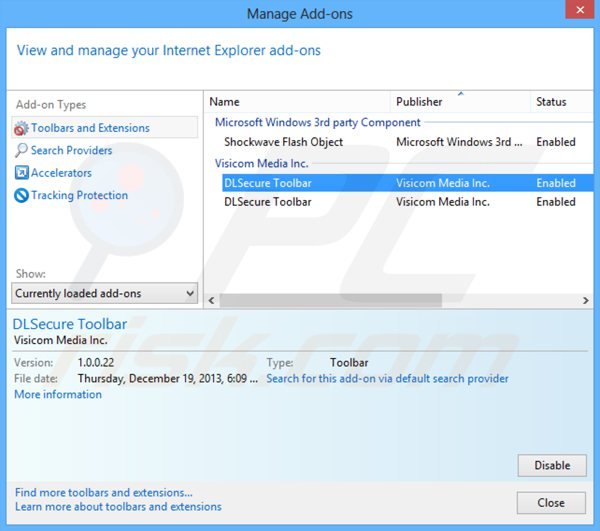 Rimuovere DLSecure toolbar da Internet Explorer