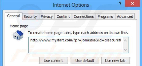 Rimuovere dlsecure redirect dalla Internet Explorer homepage