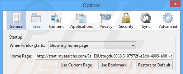 Rimuovere start.mysearchs.com dalla Mozilla Firefox homepage