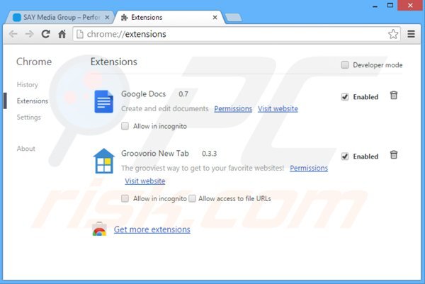 Rimuovere PicColor ads da Google Chrome step 2