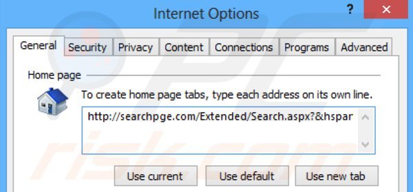 Rimozione searchpge.com dalla homepage di Internet Explorer
