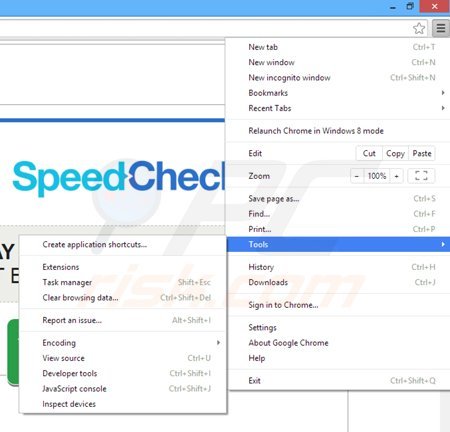 Rimuovere SpeedCheck ads da Google Chrome step 1
