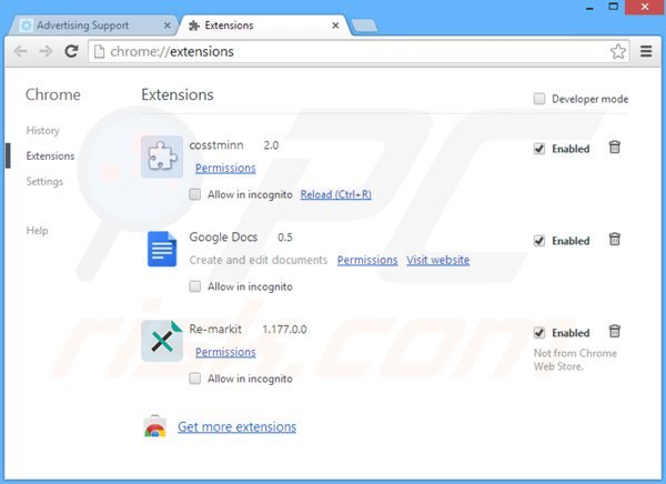 Rimuovere Web Bar da Google Chrome step 2