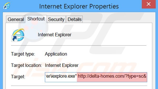 Rimuovere delta-homes.com dal collegamento rapido a Internet Explorer  step 2