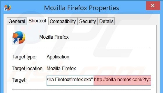 Rimuovere delta-homes.com dal collegamento rapido a Mozilla Firefox  step 2