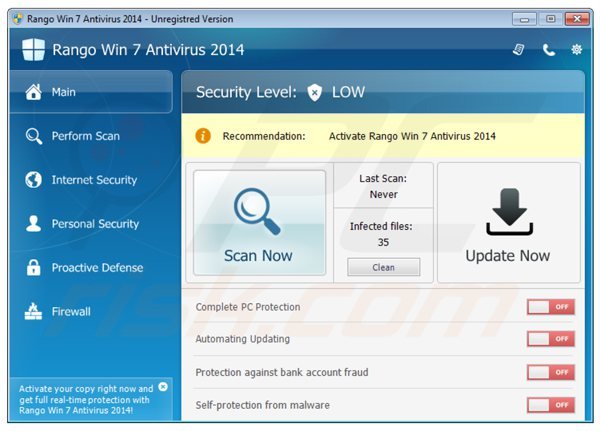 rango win7 antivirus 2014 schermata