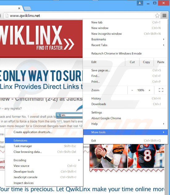 Rimuovere QwikLinx da Google Chrome step 1