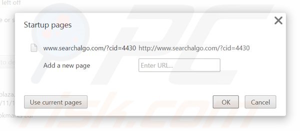 Rimuovere Searchalgo.com dalla Google Chrome homepage