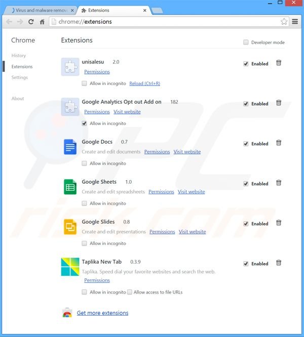 Rimuovere Browser Extension adware da Google Chrome step 2