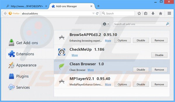 Rimuovere Clean Browser da  Mozilla Firefox step 2