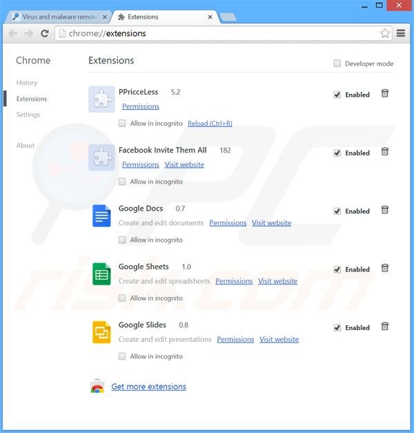 Rimuovere WebBrowser adware da Google Chrome step 2