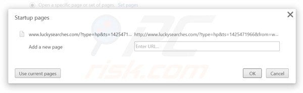 Rimuovere luckysearches.com dalla Google Chrome homepage