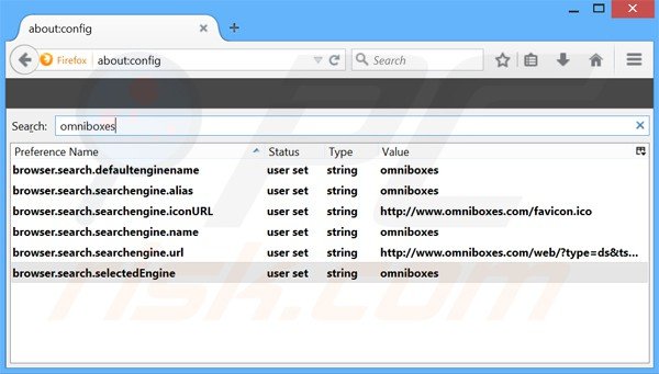 omniboxes.com rimozione dal motore di ricerca di Mozilla Firefox