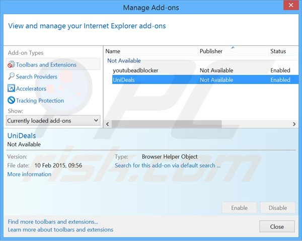 Rimuovere UniDeals da  Internet Explorer step 2