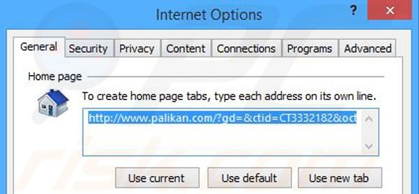 Rimuovere palikan.com dalla Internet Explorer homepage