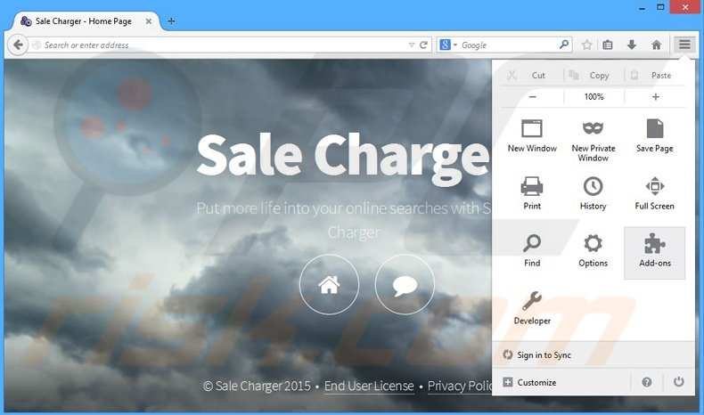 Rimuovere Sale Charger adware da  Mozilla Firefox step 1