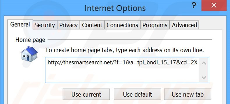Cambia la tua homepage thesmartsearch.net da Internet Explorer 