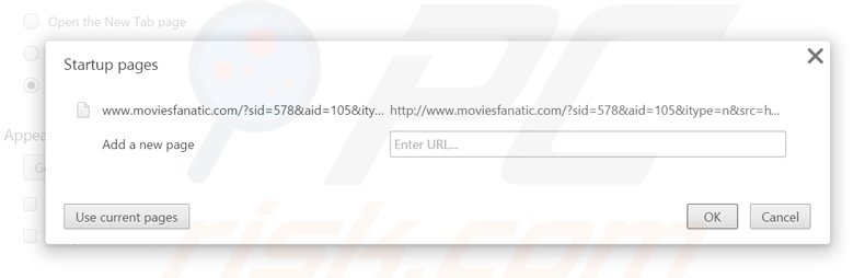 Cambia la tua homepage moviesfanatic.com da Google Chrome