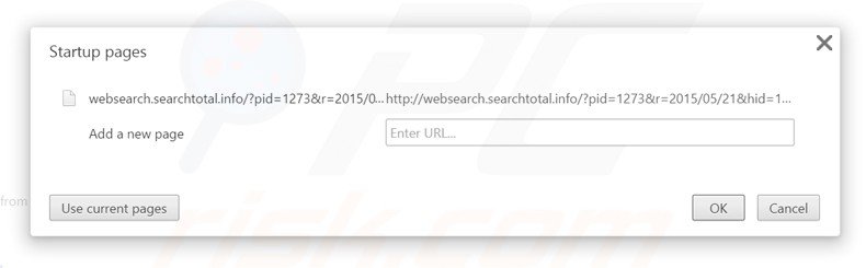Cambia la tua homepage websearch.searchtotal.info in Google Chrome 