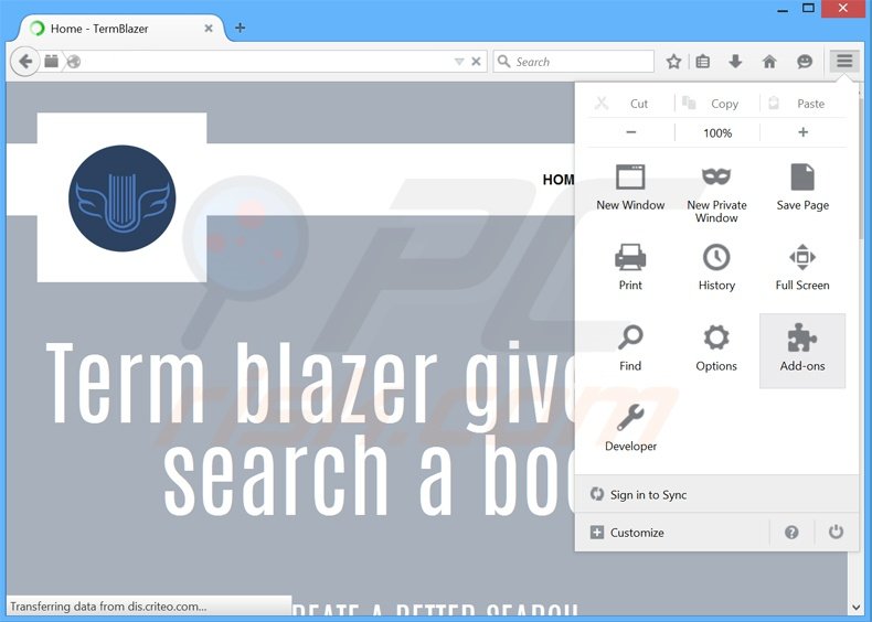 Rimuovere TermBlazer adware da Mozilla Firefox step 1