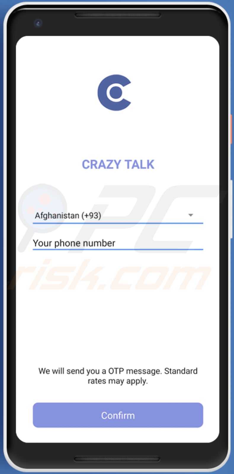 Screenshot del RAT L3MON che impersona l'app Crazy Talk