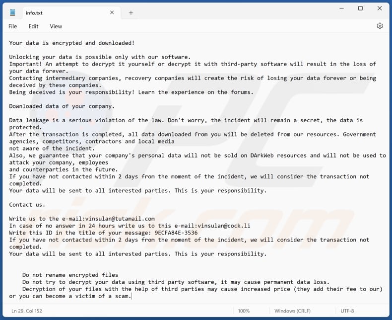 Screenshot del file di testo di Dzen (