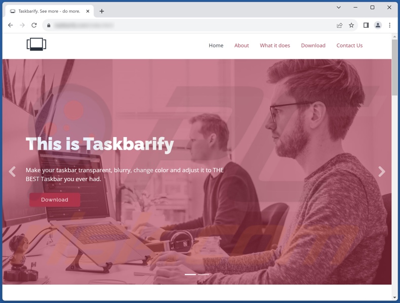 Sito web che promuove l'applicazione Taskbarify