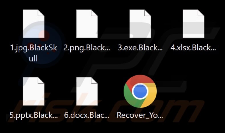 File crittografati dal ransomware BlackSkull (estensione .BlackSkull)