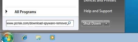 rimozione usando la finestra di dialogo di Windows 7