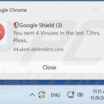 Schermate degli annunci pubblicati dal sito Web alert-defenders[.]com