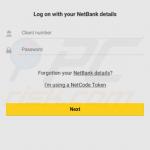 Finestra di accesso falsa di NetBank (CommBank - Commonwealth Bank of Australia) visualizzata dal malware FluBot